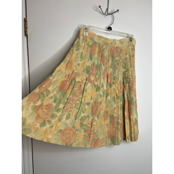 Vintage Concepts Floral Pleated Midi Skirt Women Sz 4 - Picture 10 of 14